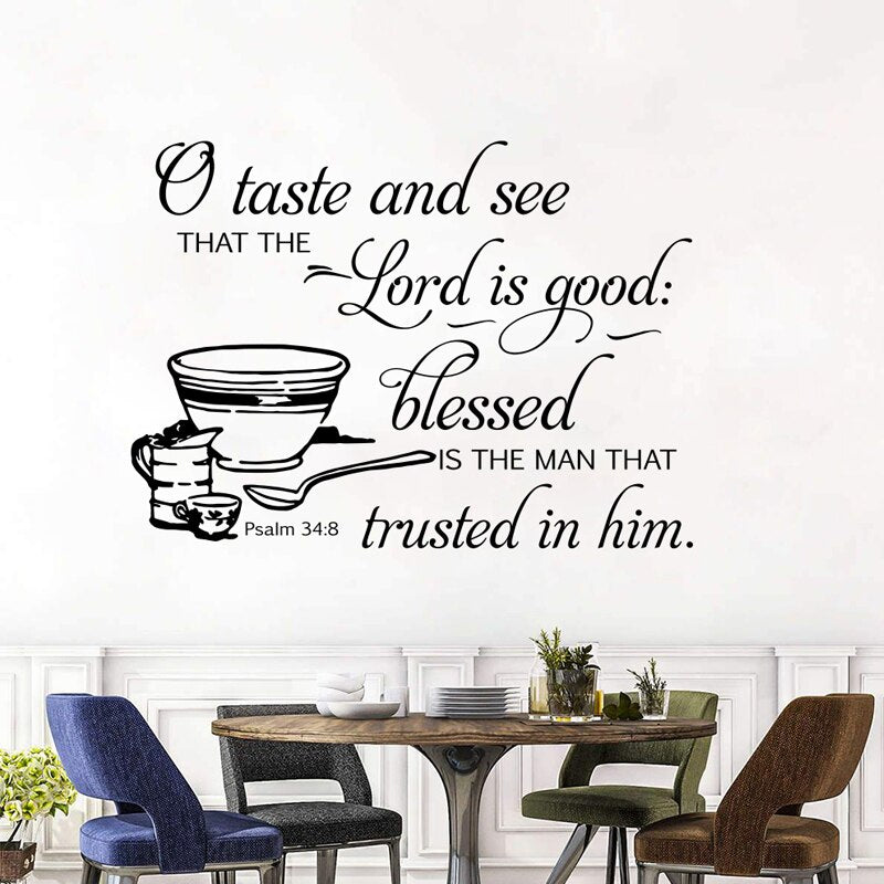 Psalm 34:8 Wall Sticker Trust Prayer Lord Vinyl Decal Bible Verse